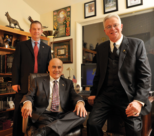 0510wardogs2 Burnam, seated, worked with former Vietnam war dog handlers Larry Chilcoat, at right, and Richard Deggans to create a memorial fundraising foundation.