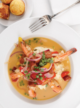Chef Geoff's Chef Tracy’s shrimp don’t skimp on well-choreographed seafood flavor.