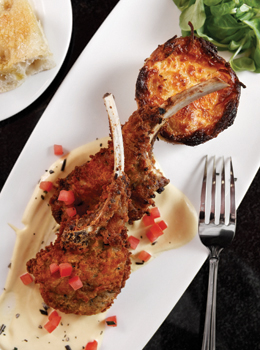 Iron Bridge: Breaded lamb lollipops and rosti potatoes Breaded lamb lollipops and rosti potatoes