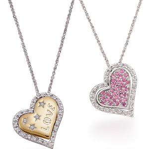 Pink Sapphire and Diamond Heart Necklace