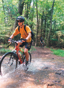 biking on the trail