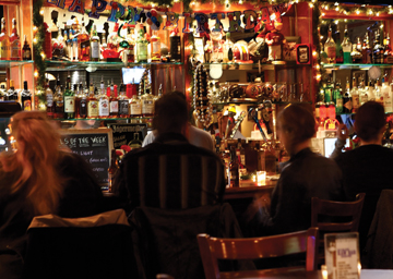 Clarke’s doesn’t skimp on the bar decorations. Clarke’s doesn’t skimp on the bar decorations.