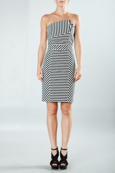 Turn heads in all directions with this black-and-white-striped asymmetrical dress, $80, from Aryn K. at Old Town's Treat. (Photo: Treat)