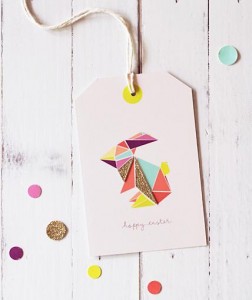 Origami Bunny Gift Tag Download bunny design from creator's website and feel free to add some glitter! (Photo courtesy: eatdrinkchic.com)