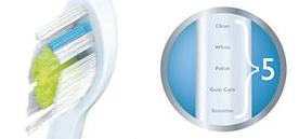features The name is derived from the diamond shaped, medium stiffness bristles that effectively yet gently scrape away plaque. There are five modes for a better cleaning experience: Clean, White, Polish, Gum Care and Sensitive. (Photo courtesy: philips.com)