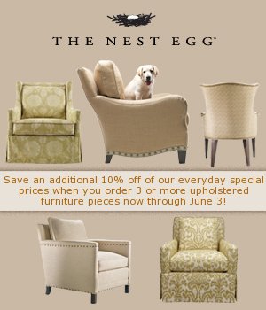 Enjoy anniversary savings on upholstered furniture through June 3 at The Nest Egg. (Photo: The Nest Egg)
