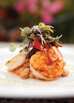 Prawns mingling with White Beans & Poblano