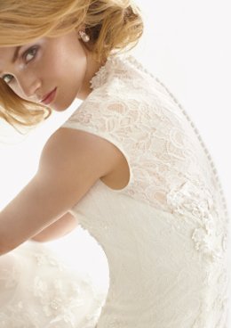 Cap Sleeve Fit-and-Flare Lace Gown by Melissa Sweet Cap Sleeve Fit-and-Flare Lace Gown by Melissa Sweet