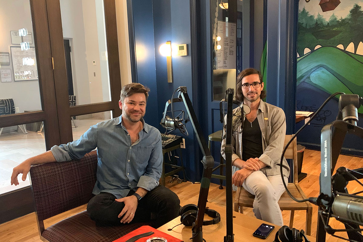 two men in studio