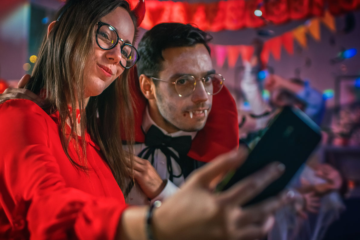devil and vampire taking selfie