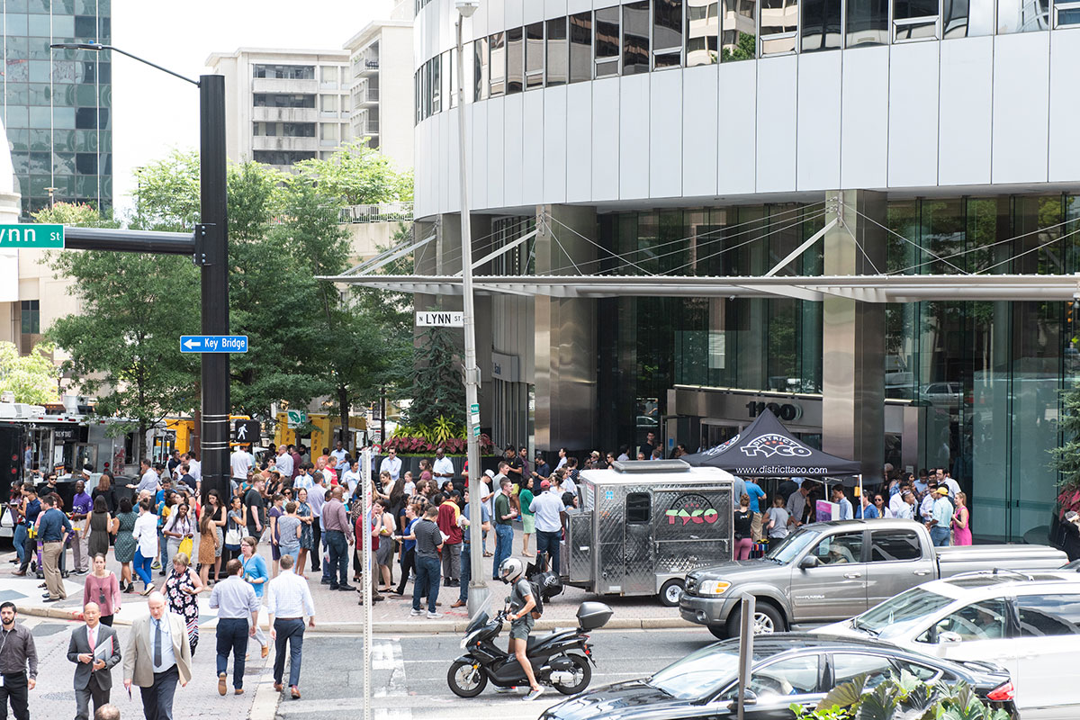 people in line for district taco