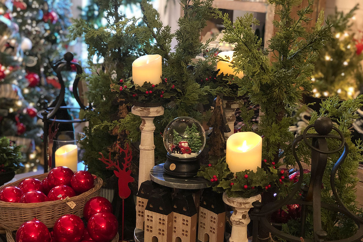 snow globe with candles