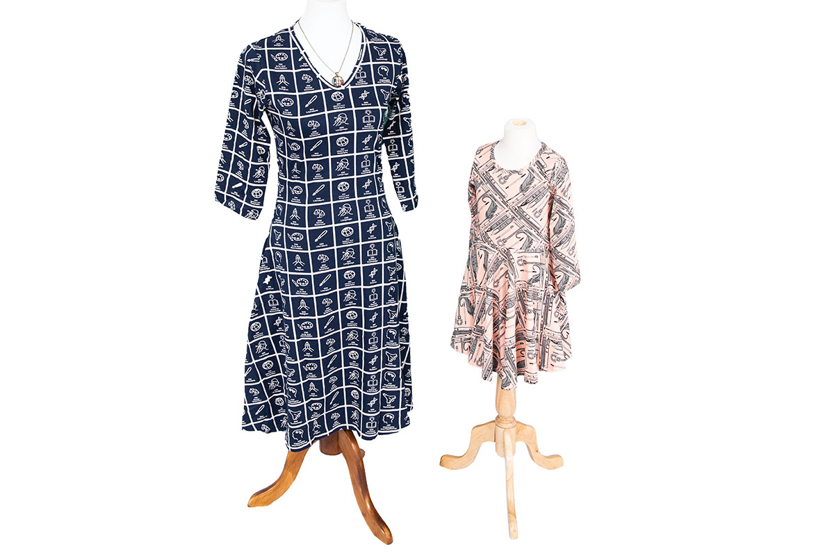 science-themed mom and daughter dresses