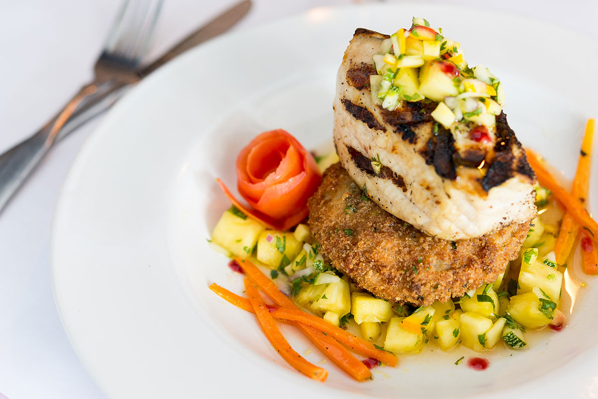 fish on fried crabcake