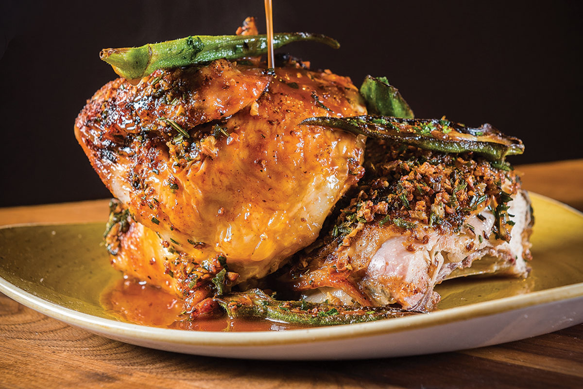 beef with okra on a plate