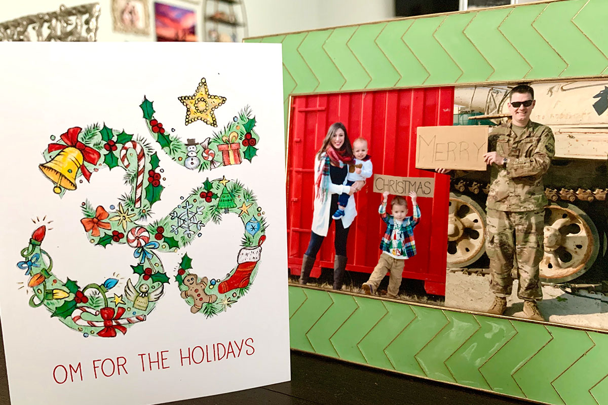 woman and her family 2018 christmas card