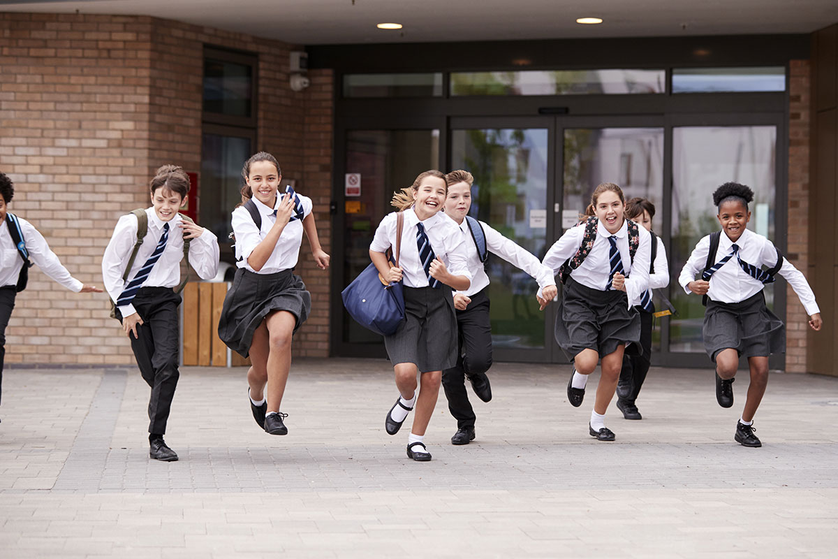 kids running out of school