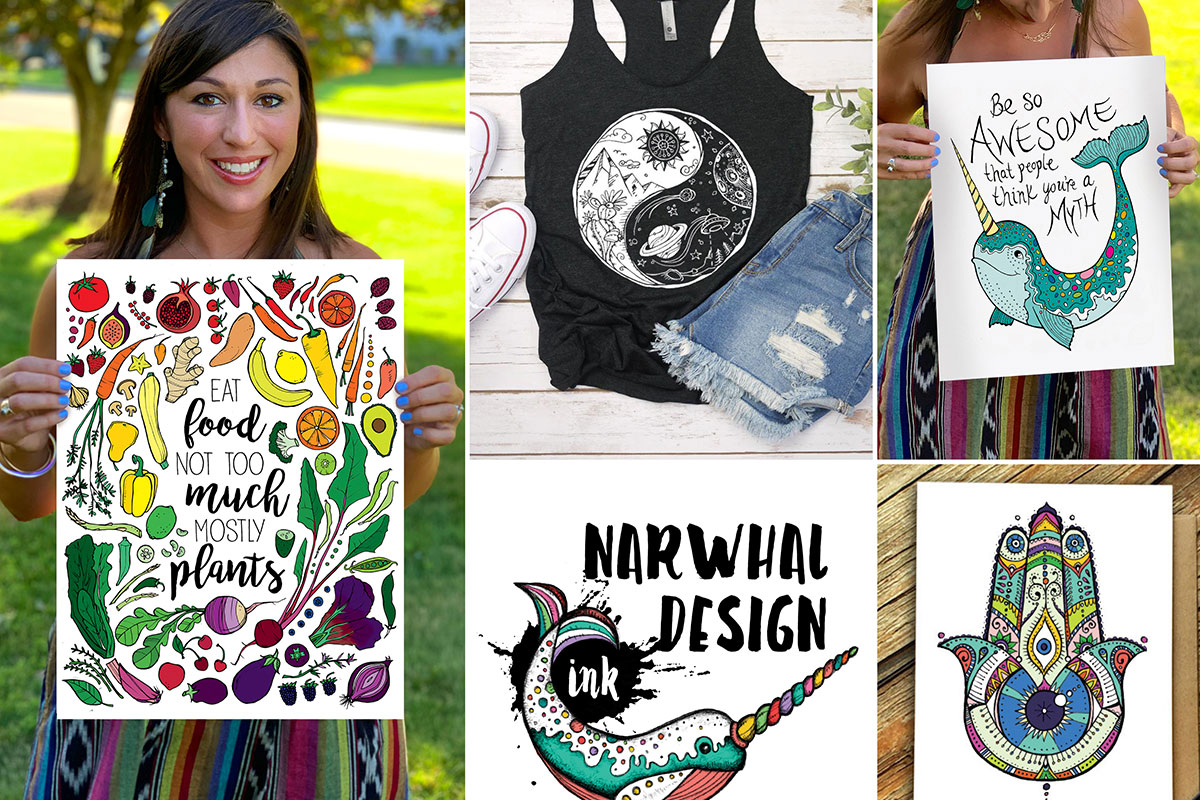 Narwhal designer posing with work